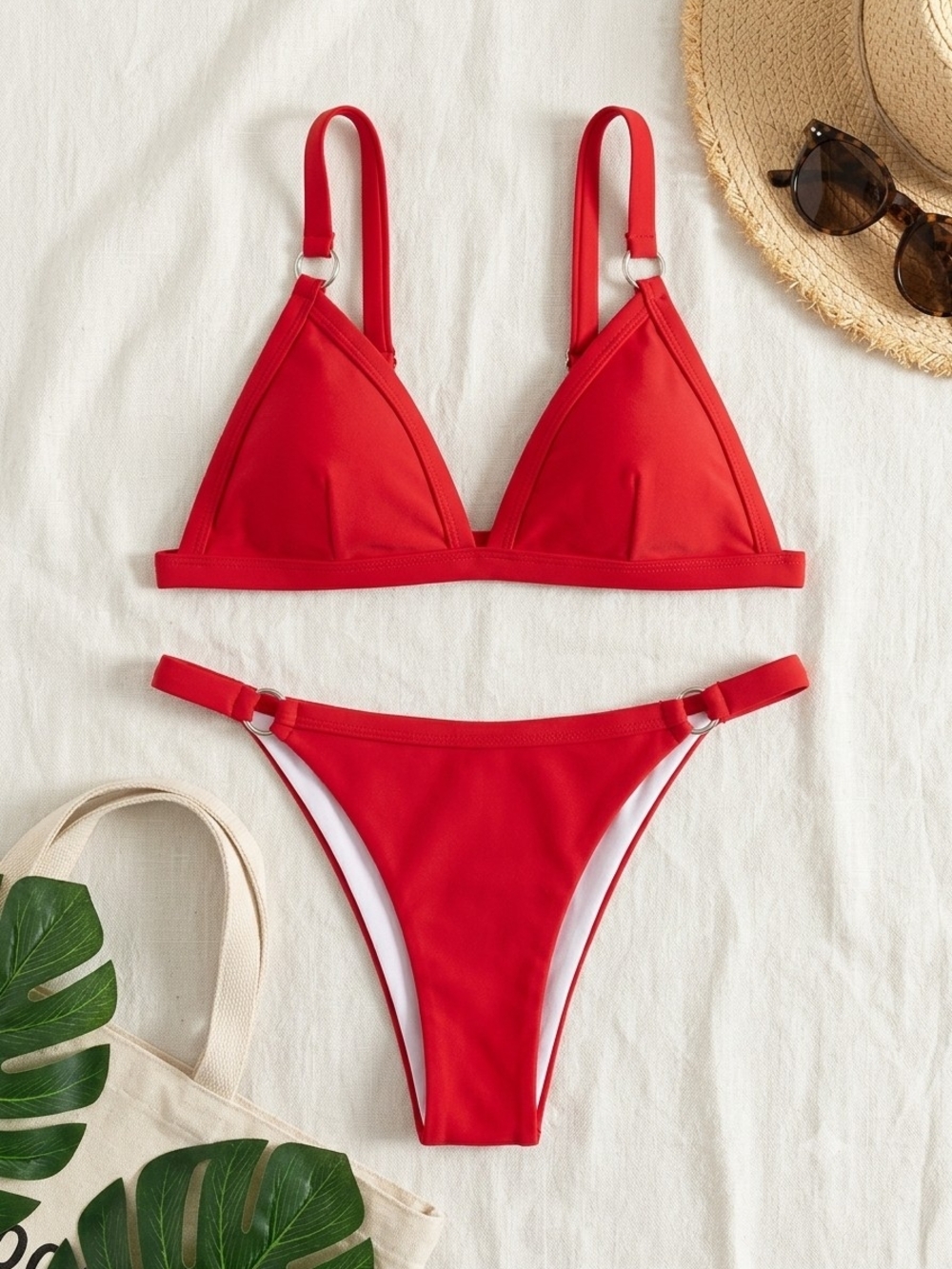 Women’s Red Triangle Bikini Set